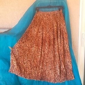 Tropical Cat Cheetah Silk Skirt Full Length Travel Vacation sz M